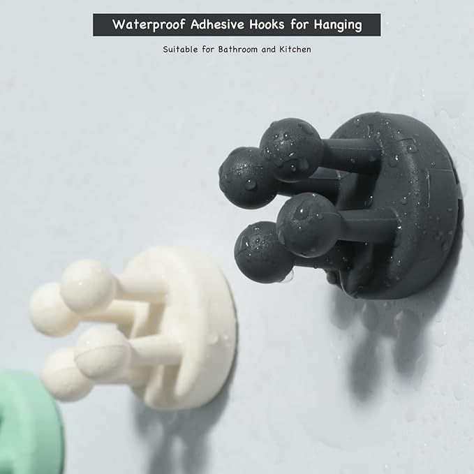 iBetterLife 5Pcs Silicone Toothbrush Holders - Multi-Function Hook Waterproof Self Adhesive Wall Mounted Single Hook for Hanging Key, Utility Plug Holder for Bathroom Kitchen Living Room Office