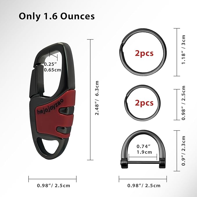 Keychain with Carabiner Clip, 4 Heavy Duty Key Rings and D Ring for Men's Car Key Fob Holder Fits Belt Loops