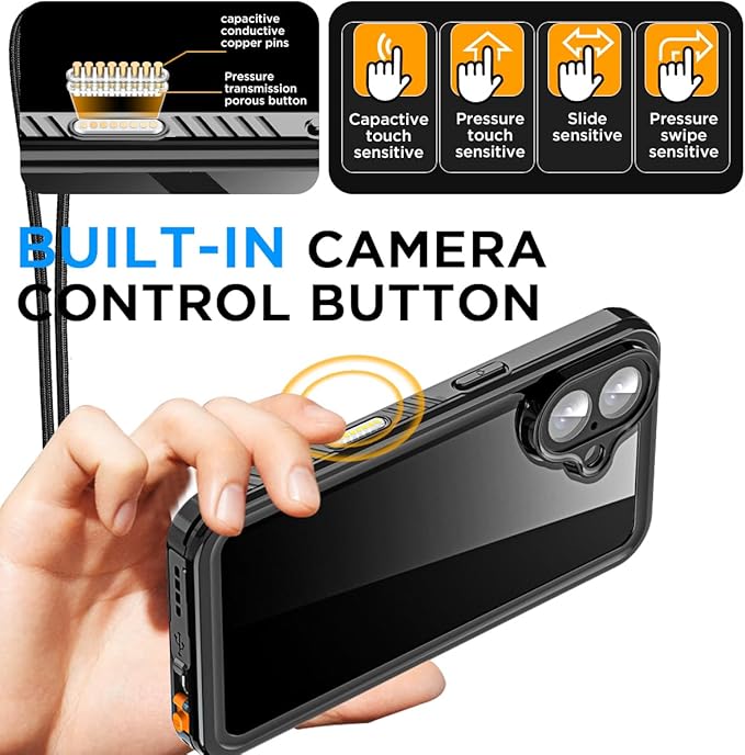 AICase Compatible with iPhone 17 Case Waterproof, Clear Water Proof Built-in Screen Protector Shockproof Dustproof Snowproof Full Body Rugged Underwater Phone Case with Lanyard