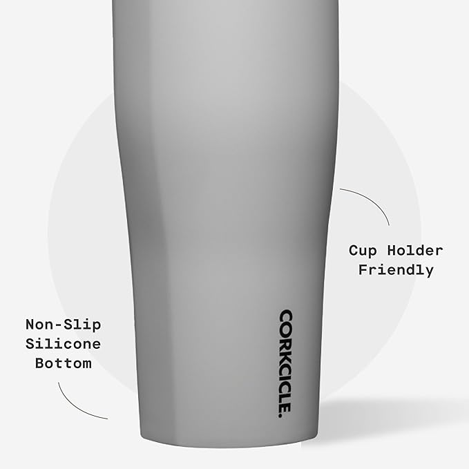 Corkcicle Go Cup XL - Leak-Proof Travel Tumbler - Triple Insulated Stainless Steel Water Bottle - Easy-Carry Handle - Summer Drinkware Gift - Keeps Drinks Ice Cold - 30 oz - River Rock