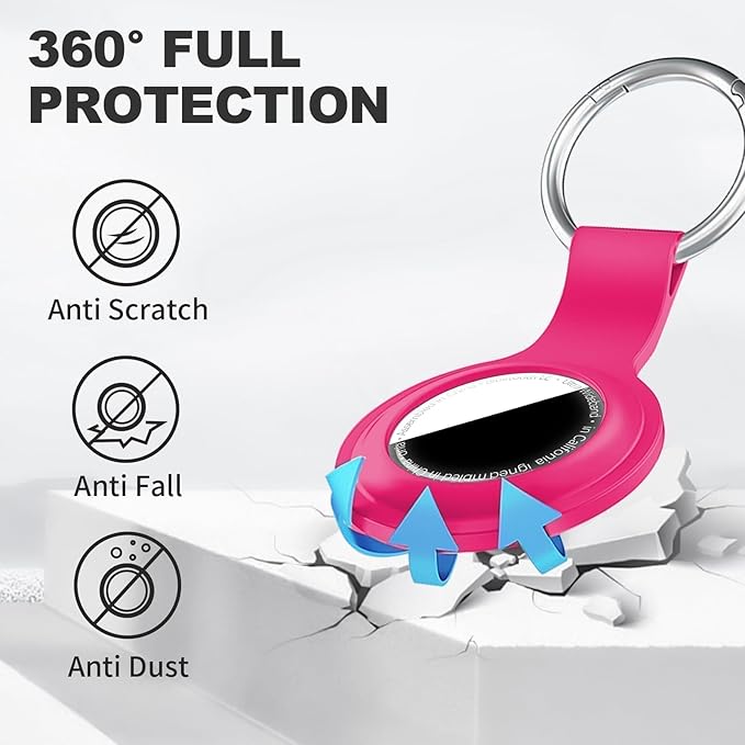 Linsaner Case for AirTag 2nd Gen (2026) & 1st Gen, Silicone Holder Keychain Key Ring, Protective Cover for Apple for Air Tags, GPS Finder Accessories for Bags, Pets, Kids, Luggage, Hot Pink