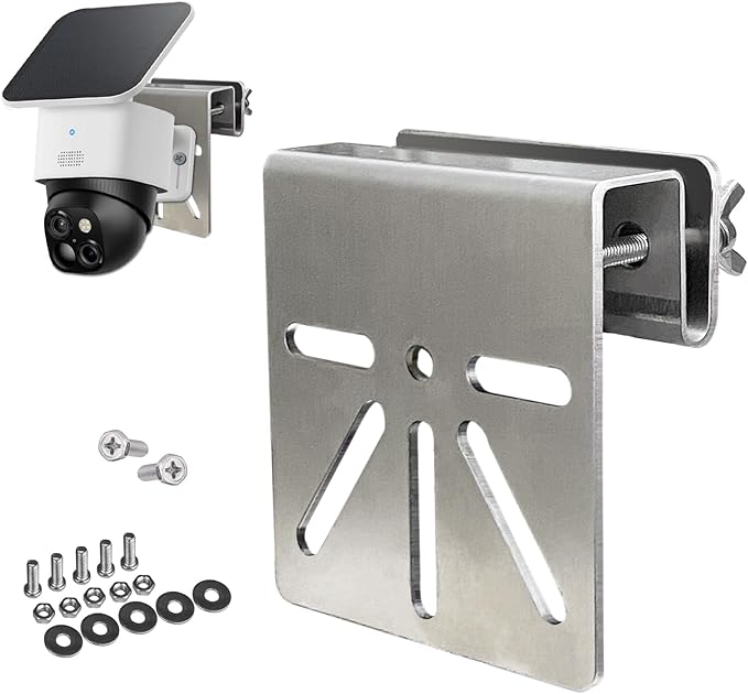 WiTi Gutter Mount Stainless Steel Bracket for Eufy Security SoloCam S340, Solar Security Camera Holder Anti-Rust Screws, No Drill Installation Compatible with IP PTZ Dome Cameras Outdoor
