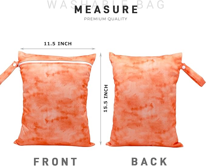Wet Dry Bag Waterproof Reusable Wet Bag for Swimsuit, Travel, Beach, Pool, Bathing Suit, Diapers, Dirty Yoga Gym Clothes Daycare Organizer One Zippered Pocket(orange blue)