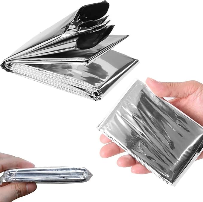 Emergency Foil Blanket (Pack of 100), Survival Thermal Mylar Blankets Individually Packaged, 51 x 83 Inches, Silver, Perfect for Outdoors, Hiking, Marathons or First Aid