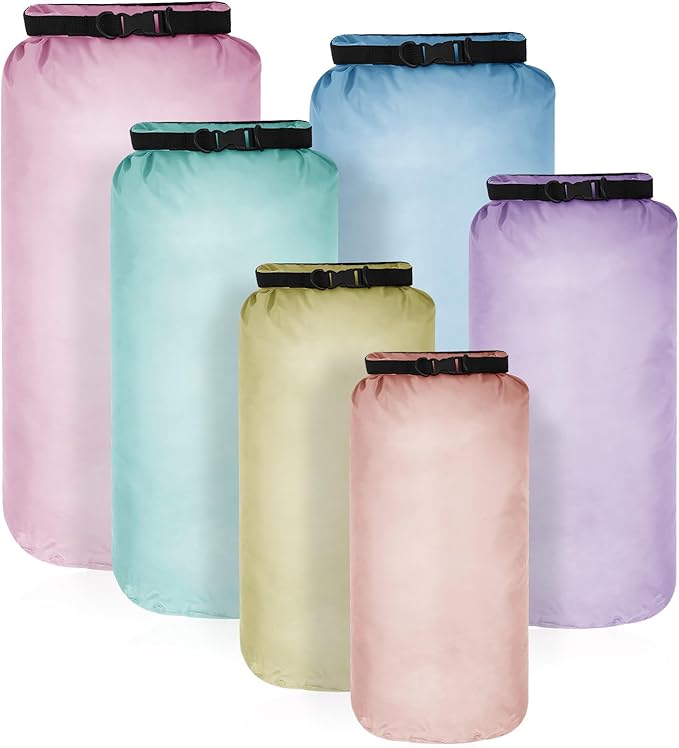 Shappy 6 Pcs Waterproof Dry Bag Set Ultralight Stuff Sack 20/15/10/8/5/3L Backpacking Bag with Long Adjustable Strap Outdoor Keep Gear Dry Sack for Camping Kayaking Boating Hiking Travel