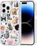 MOSNOVO Case for iPhone 14 Pro Max, [Buffertech 6.6ft Military-Grade Drop Protection] [Anti Peel Off Tech] Clear TPU Bumper Phone Case Cover Design - The Cat Brigade