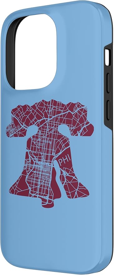 Philadelphia Street Map Liberty Bell Vintage Maroon Philly Case for iPhone 14 Pro