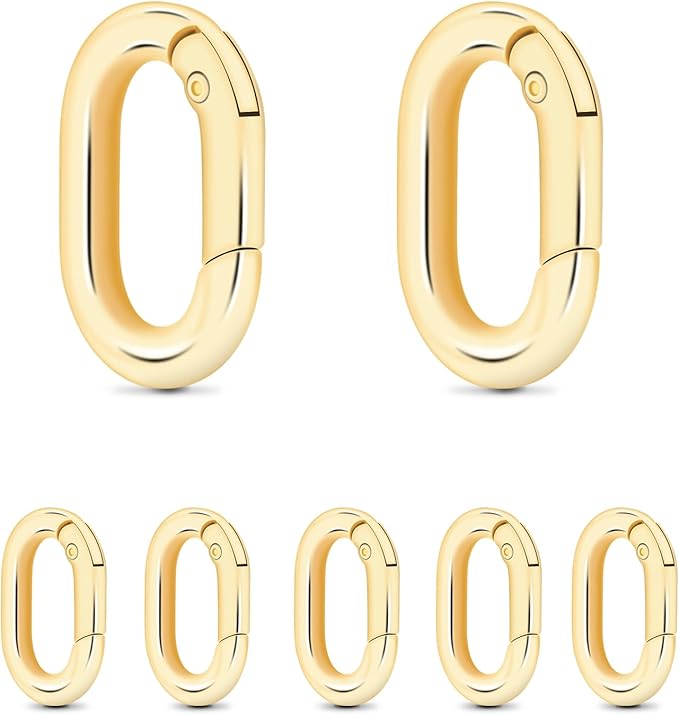 10Pack 3/4 Inch Small Oval Carabiner, Metal Spring Tiny Carabiner Clips for Paracord Keychain Lanyard, Car Key Rings, Dog Tag Clip, Pets Collar Buckles, Purse Keychain Replacement (Light Gold)