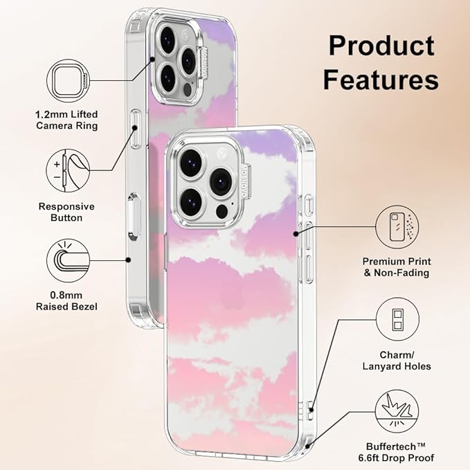 MOSNOVO for iPhone 16 Pro Case, Shockproof Military-Grade Protection 6.6ft Drop Tested, Clear Phone Case for iPhone 16 Pro, Sunset Glow Design