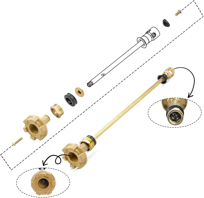 RK-14MH Outdoor Faucet Repair Kit for Woodford Model 14 Outside Faucets Parts Include Wheel Metal Handle Screws Packing Nut Washer Valve Seat Rubber, 7PCS Set