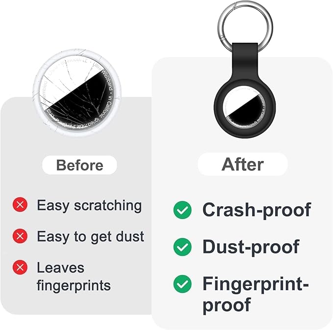 Linsaner [2 Pack] Case for AirTag 2nd Gen (2026) & 1st Gen, Silicone Holder Keychain Key Ring, Protective Cover for Air Tags, GPS Finder Accessories for Bags, Pets, Kids, Luggage, Black+Pink