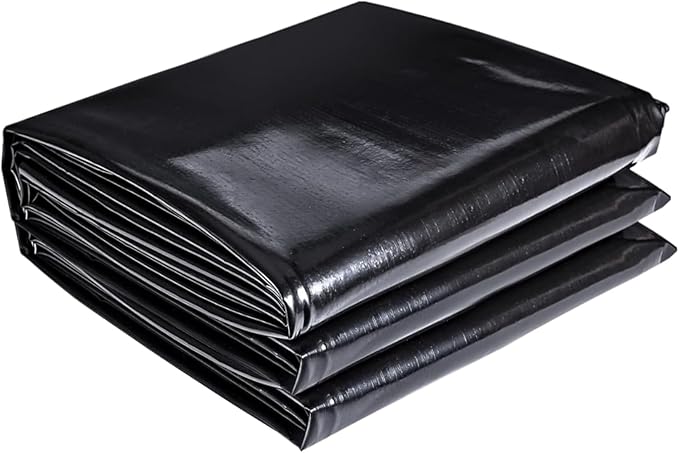 ToLanbbt Pond Liner 10 FT x 15 FT HDPE Pond Liners, 20 Mil UV Resistant Preformed Pond Liner Easy Cutting, Pond Liner for Natural Looking Ponds, Waterfall, Koi Pondsand Water Garden (Black)