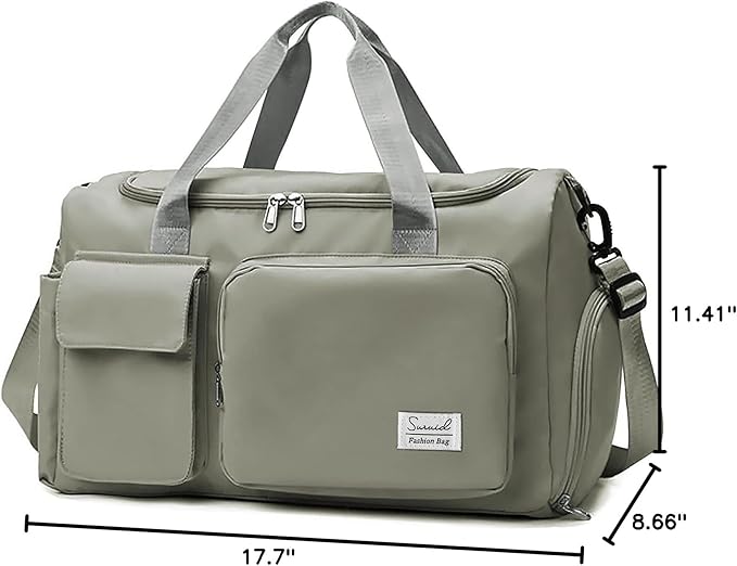 Suruid Sports Gym Duffel Bag with Shoes Compartment and Dry Wet Separated Pocket for Men and Women - Overnight Weekender Training Handbag Yoga Bag - Dark Gray