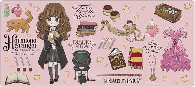 Head Case Designs Officially Licensed Harry Potter Hermione Pattern Graphics 37.4 x 15.75 x 0.16 inches (900 x 400 mm) - XL Gaming Office Desk PC Keyboard Mouse Mat Pad