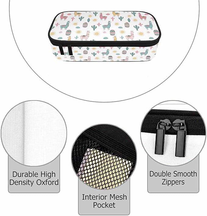 Llama Camels Pencil Case Cactus Alpacas Cacti Plants Animal Pencil Bag Pen Markers Pouch Holder Organizer for Boy Girl School Students