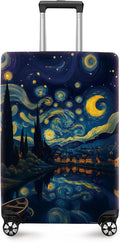 ANNA QUEEN Starry Night Art Luggage Cover, Van Gogh Inspired Suitcase Protector, Washable Stretchable Travel Sleeve for 20-22 Inch Luggage