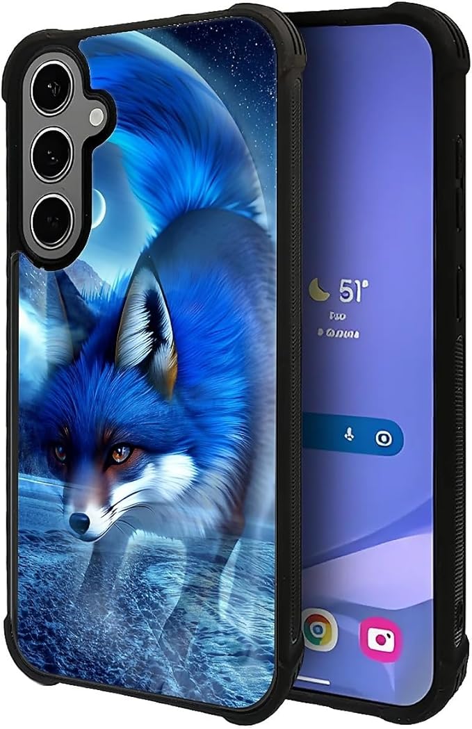 for Samsung Galaxy S24 S25 Plus Case, Snowy Mountain Fox Lake Pattern Graphic Design Girl Boy Soft Silicone Hard Acrylic Shock Protection for Samsung Galaxy S24 S25 Plus