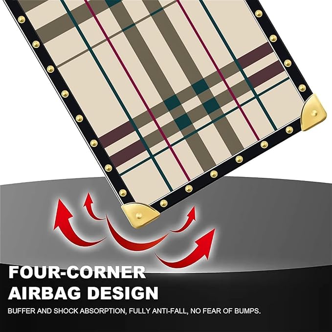 Compatible with iPhone 16 Case, Black Red Beige Stripes Luxury Golden Decoration for Girl Women Soft TPU Shockproof Protective Hard PC Back