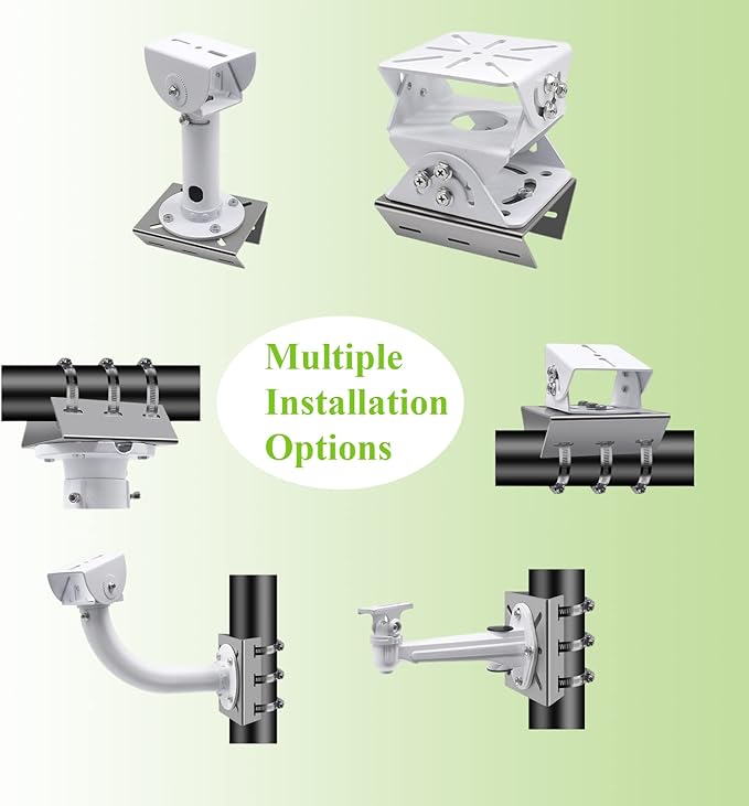 2pcs Universal Wall Mounting Bracket with 6 Loops, Stainless Steel Vertical Pole Mount Adapter for CCTV Security Camera PTZ Dome Indoor Outdoor AP Access Point Client CPE