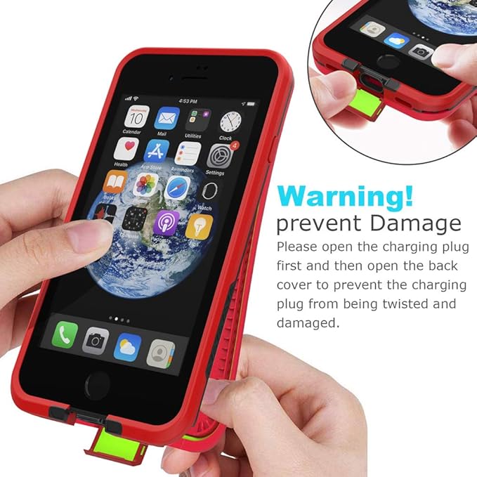 Diverbox for iPhone SE 2020/iPhone 8 Waterproof Case - Shockproof IP68 Full-Body with Screen Protector, Underwater 4.7" Cover (Bright red)