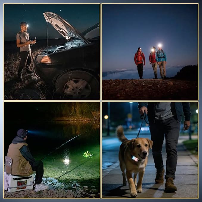 LED Headlamp Rechargeable Type-C, 2 Pack Super Bright Head Lamps, 8 Modes Clip on Head Lightweight Headlight IPX4 Water Resistant for Cycling Running Camping for Kids Adults