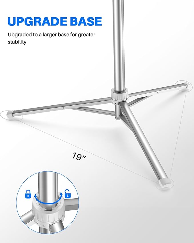 67" Phone Tripod, MIIASI Extendable Tripod for iPhone, Selfie Stick with Remote and Phone Holder, Compatible with iPhone/Android/Camera, Light Stand (Silver)