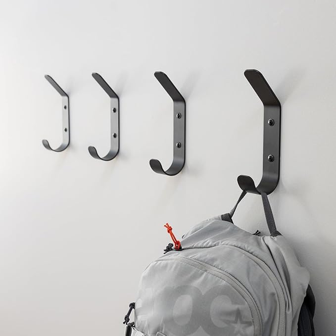 StoreYourBoard 4 Pack Wall Hooks for Hanging, Decorative & Heavy Duty Coat Wall Hooks, Mount, Set Holds 30 lbs Each, Outdoor, 6.5" x 1.2" x 2"