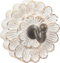 dwellington Distress Wood Flower Coat Hooks for Wall Hanging, Single Small Vintage Decorative Hanger for Keys, Bags, Towels (Robe Hanger)