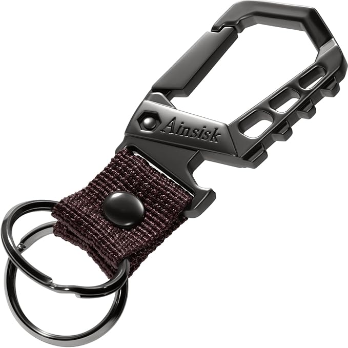 Heavy duty key chain,bottle opener function car keychains,versatile metal snap hook carabiner clip and 2 key rings