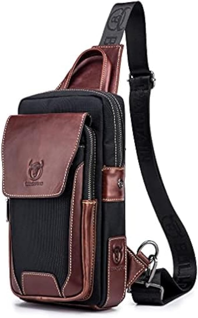Cool Sling Bag Crossbody Backpack for Men Women Outdoor Travel Tactical Fishing Hunting Hiking Handbag Shoulder Chest Pack Camping Casual Daypack Black Brown