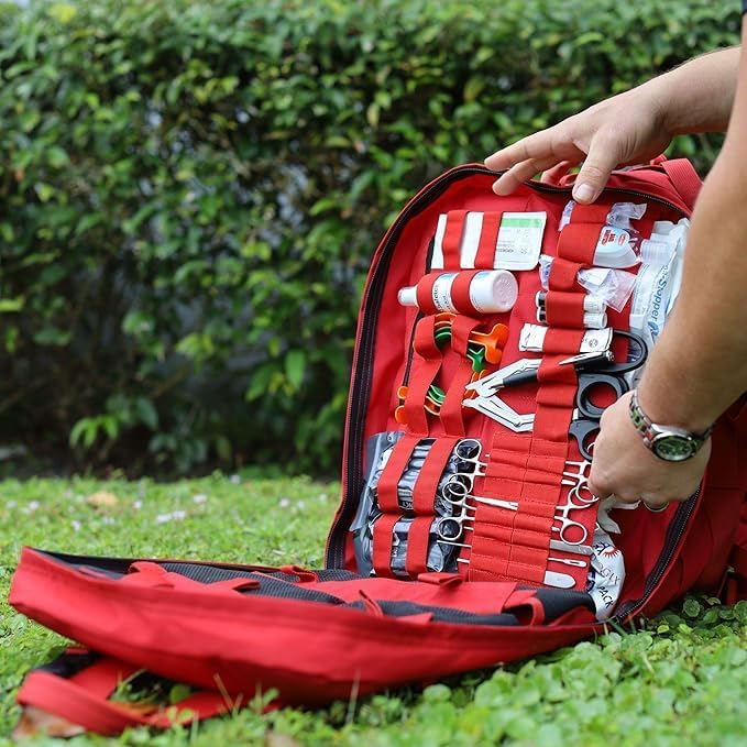 Luminary Stomp Medical Backpack Fully Stocked First Aid Trauma Kit Special Operations Pack Medical Bug Out Bag for EMS/EMT First Responders Preppers (Red)