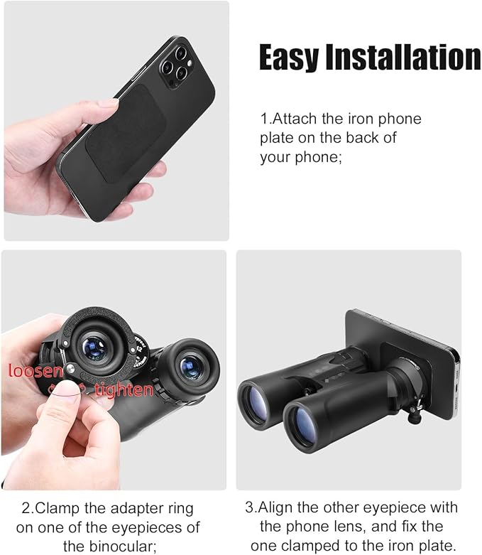 Cell Phone Photography Adapter for Binocular, Universal Smartphone Mount for Binocular,Capture Photos and Video Through Binocular, 2502