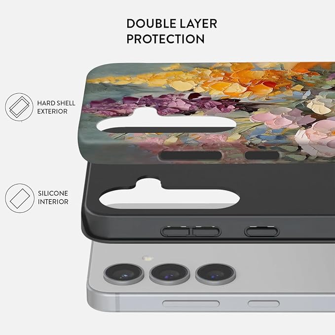Compatible for Samsung Galaxy A27 5G Case, Dual Layer Heavy Duty 2 in 1 Shockproof Protective Phone Case,Oil Painting Flowers