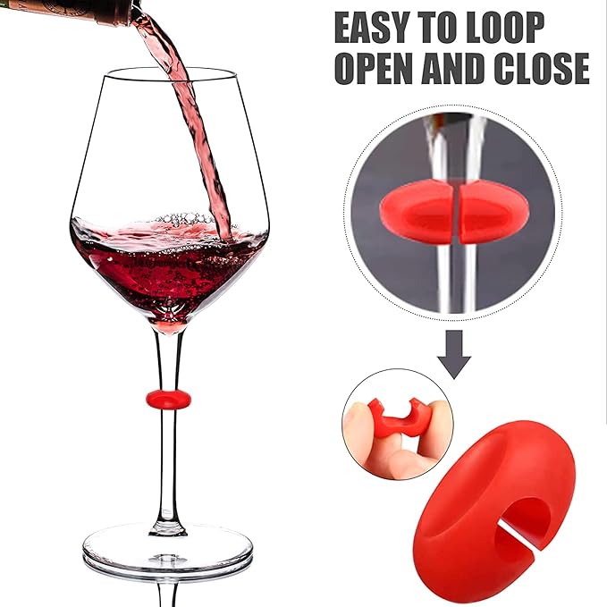 Floating Wine Glasses for Pool with Charms Tags, Shatterproof Poolside Wine Glasses, Floating Cup With Stem, Drinking Glasses for Pool, Unbreakable Wine Cup & BPA-free (16 Oz, Set of 4)