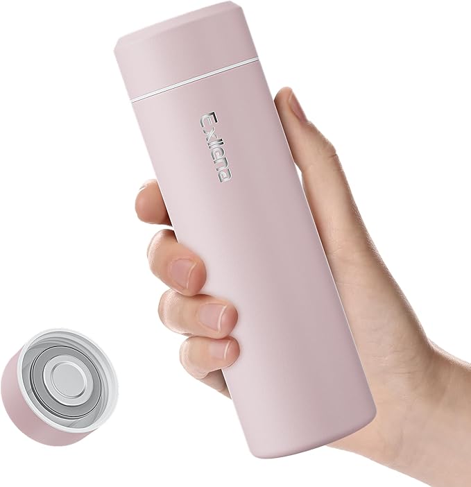 【Upgraded】Exllena Small Insulated Water Bottle 12 oz/350ml– Mini Insulated Water Bottle for Hot & Cold Drinks, Perfect Small Water Bottle for Travel, Purse...(Pink)