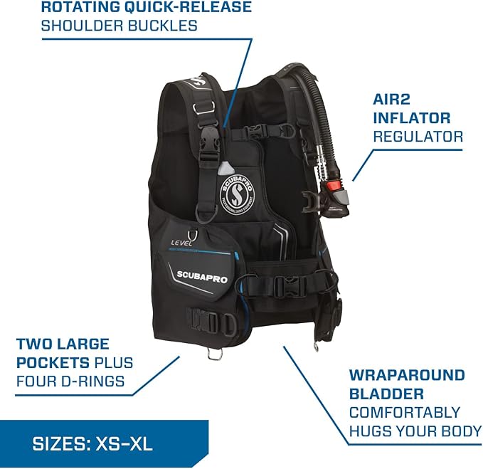 SCUBAPRO Level Super Cinch Front Adjustable Scuba Diving BCD for Recreational Diving