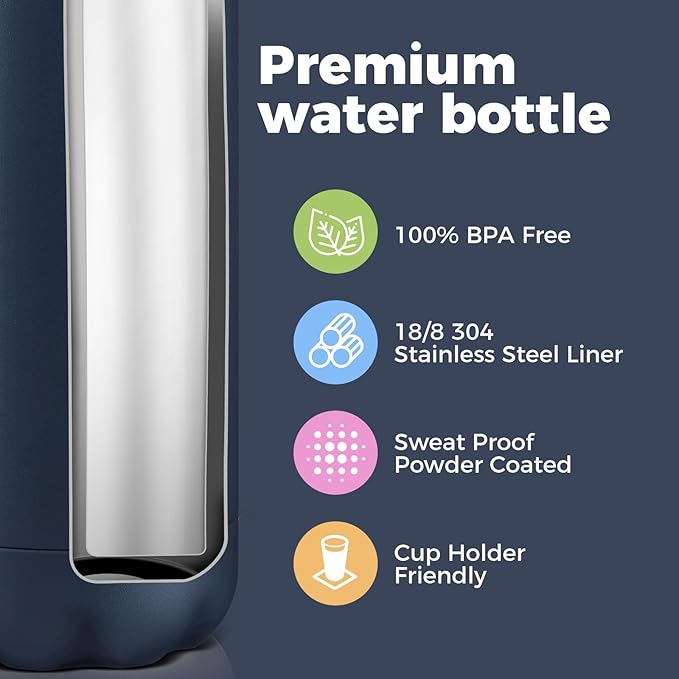 Volhoply 17oz Insulated Water Bottles MultiPack, BPA Free Water Bottle for Kids, Gym, Travel, Sports, Available in Packs of 1, 4, or 8（Assorted,4 Pack）