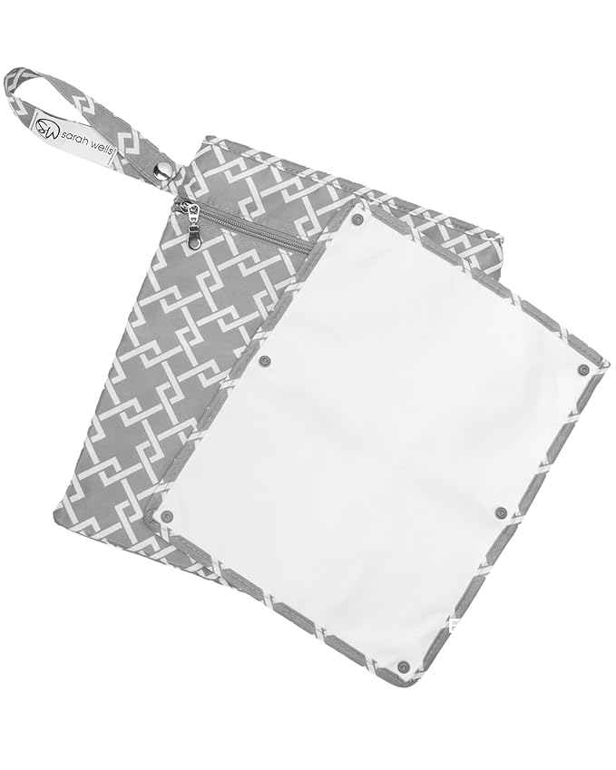 Sarah Wells Pumparoo Wet Dry Bag for Breast Pump Parts – Compact Organizer with Waterproof Pocket, Staging Mat & Fridge Hack – Machine Washable Pumping Accessory (Gray)