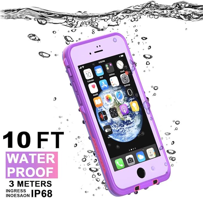 Diverbox for iPhone SE 2020 Waterproof Case iPhone 8 Waterproof Case,Waterproof Shockproof IP68 Full-Body Sturdy Case Built-in Screen Protector for Full Sealed Cover 4.7 in (Purple)