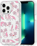 MOSNOVO Case for iPhone 13 Pro, [Buffertech 6.6ft Military-Grade Drop Protection] [Anti Peel Off Tech] Clear TPU Bumper Phone Case Cover Design - Pink Axolotl