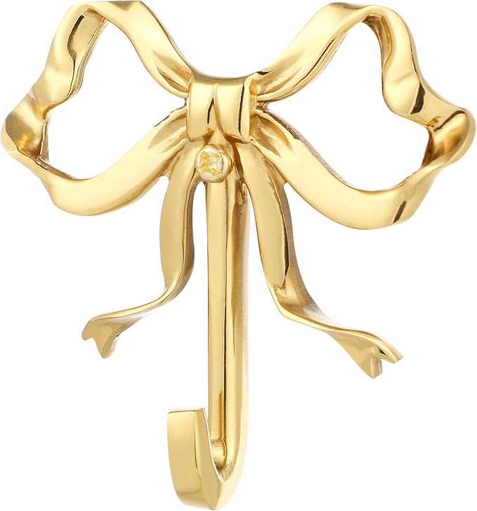 MAGICLULU Gold Coat Hook Bow Wall Hooks Brass Hanging Hook Multi-Purpose Door Hanger for Coat Hat Towel Home Decor 2.52 x 2.63 Inch