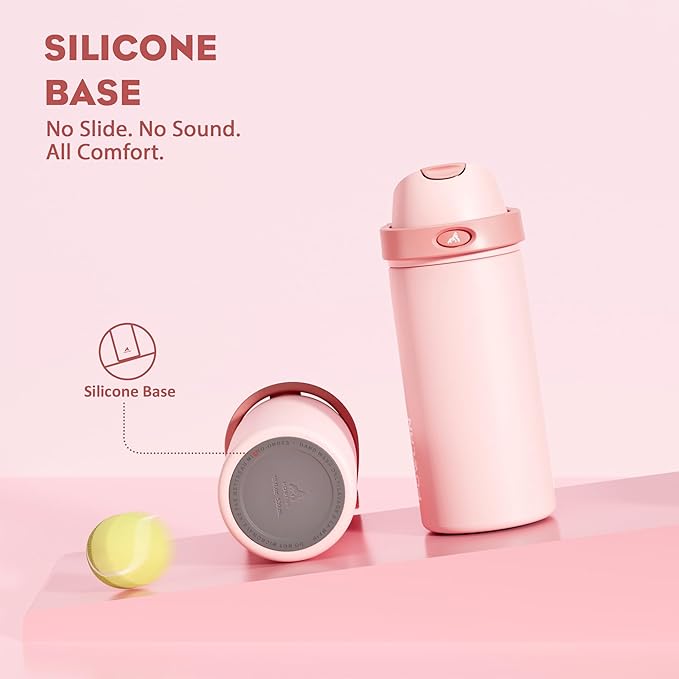 POWCAN 18 oz Insulated Water Bottle: 2-in-1 Push-Button Spout & Quick-Flip Straw, Leakproof, Cold 24Hrs, Fits Car Cup Holder, Stainless Steel Water Bottle for Sports, Travel, School (Cotton Candy)