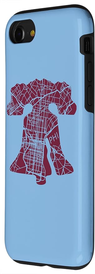 Philadelphia Street Map Liberty Bell Vintage Maroon Philly Case for iPhone SE (2020) / 7 / 8