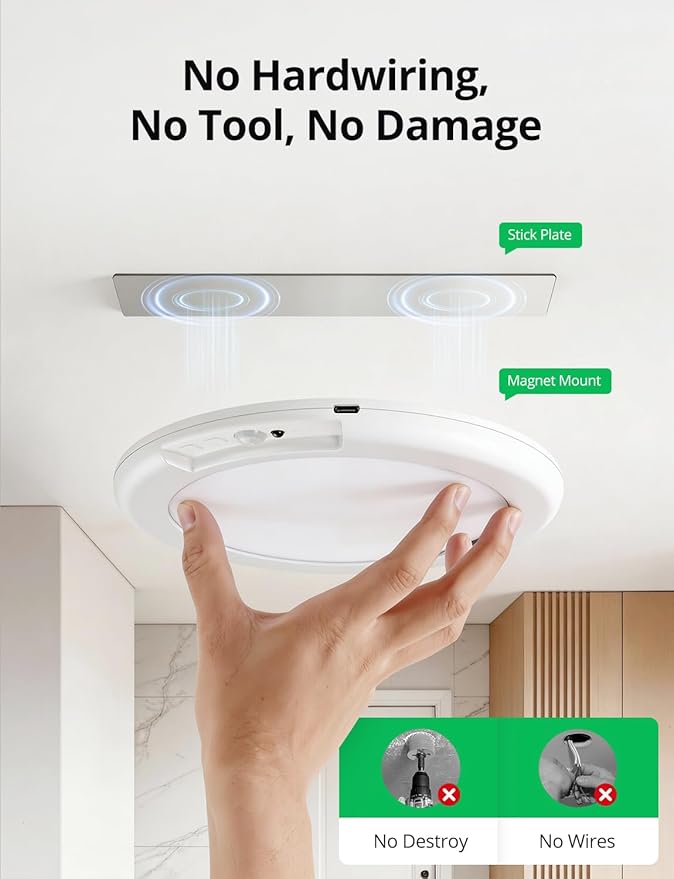 Bojim Rechargeable RGB Waterproof Shower Ceiling Light for Bathroom Inside, 13 Color Changing Motion Sensor Wireless LED Mood Battery Operated Wall Lights with Remote for Bedroom Party