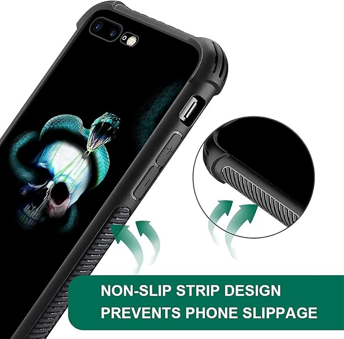 for iPhone 7/8 Case, Skeleton Winding Snake Pattern Graphic Design Girl Boy Soft Silicone Hard Acrylic Shock Protection for iPhone 7/8