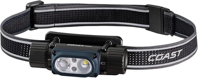Coast WPH30R 1500 Lumen Waterproof Ultra Bright IP68 USB Rechargeable-Dual Power Headlamp, 5 Modes with Spot and Flood Beams, Blue/Black