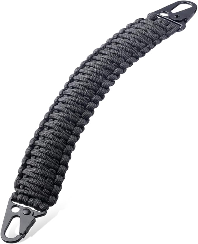 Tactical Paracord Handle，9-core Weaving Paracord Strap for Bag Strap Replacement，Molle Attachment with Metal/Plastic Clips for Backpack Sling Bags Water Bottle Holder