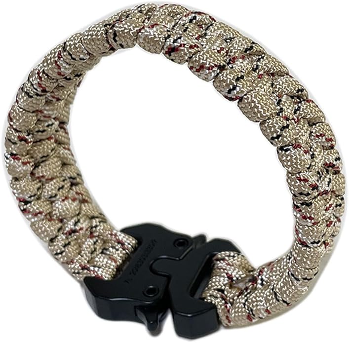 Parachute Cord Bracelets Trilobite Weaved Paracord Bracelet with Side Release Buckle 8.7 inch Black Bracelet for Men Women 1 Set