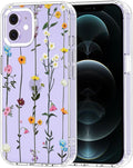 MOSNOVO Case for iPhone 12 & iPhone 12 Pro, [Buffertech 6.6ft Military-Grade Drop Protection] [Anti Peel Off Tech] Clear TPU Bumper Phone Case Cover Design - Wildflowers