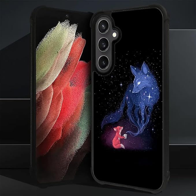 for Samsung Galaxy S23 FE Case, Galaxy Fox Wolf Pattern Graphic Design Girl Boy Soft Silicone Hard Acrylic Shock Protection for Samsung Galaxy S23 FE